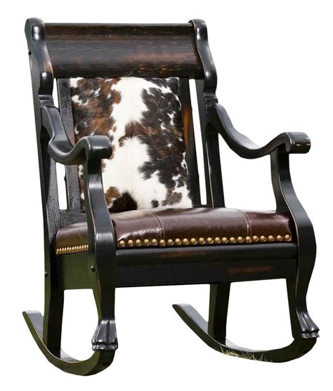 cowhide rocking chair|cowhide western rustic rocking chair.